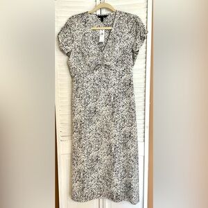 Womens Banana Republic Size Small Spotty long maxi midi dress ruched sleeve NWT